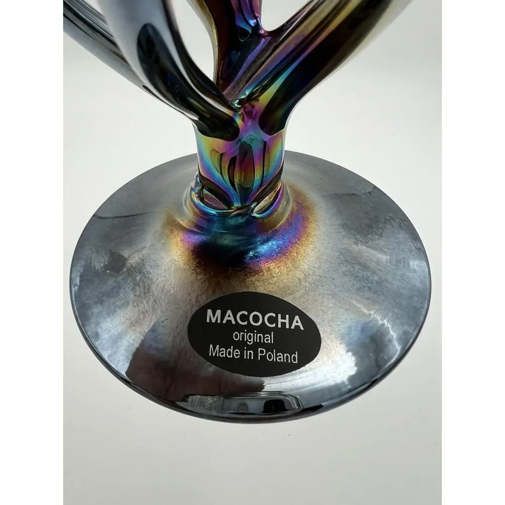 Krosno Macocha Red Art Glass Oil Lamp Diffuser with Iridescent Base 8” Poland